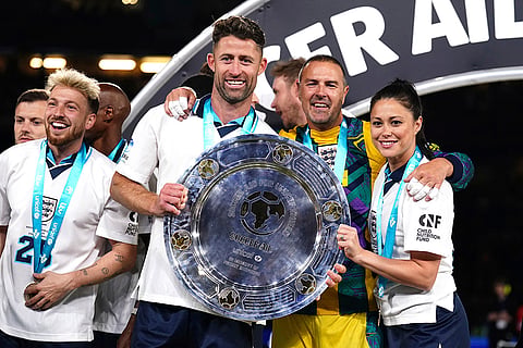 Gary Cahill, Paddy McGuinness and Sam Quek